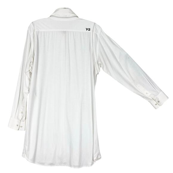Nwot Y-3 YOHJI YAMAMOTO ADIDAS Dress Shirt M White Zip-Off-Collar&Long-Slv BtnUp - Picture 2 of 16